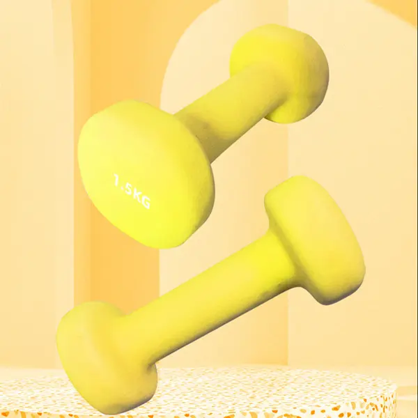 Flat Head Sandblasted Dip Plastic Dumbbell-details 3