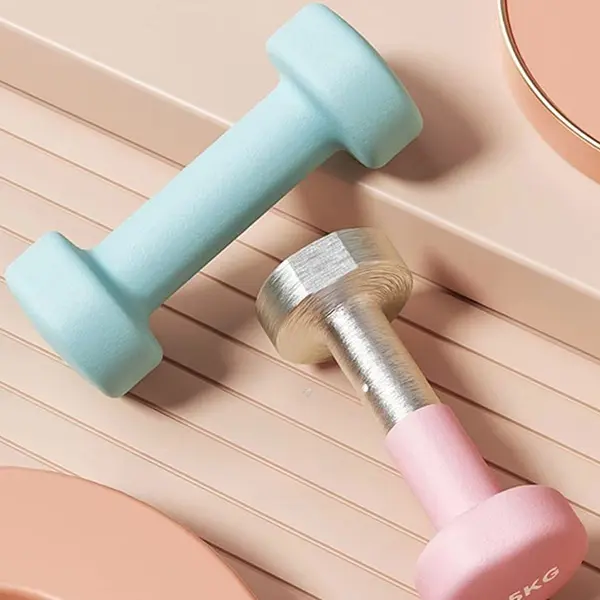 Flat Head Sandblasted Dip Plastic Dumbbell-details 5