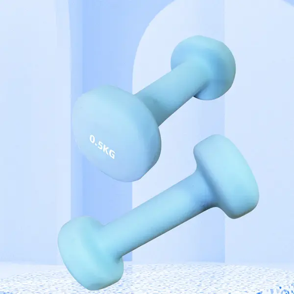 Flat Head Sandblasted Dip Plastic Dumbbell-details 2