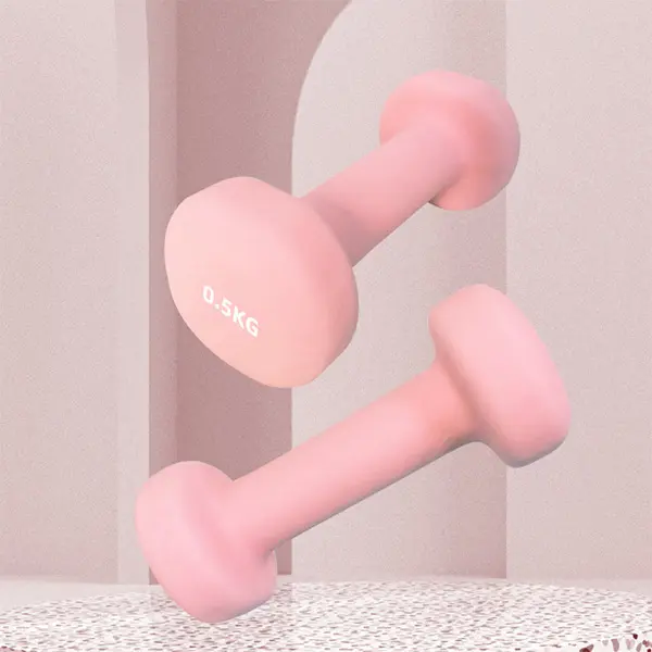 Flat Head Sandblasted Dip Plastic Dumbbell-details 1